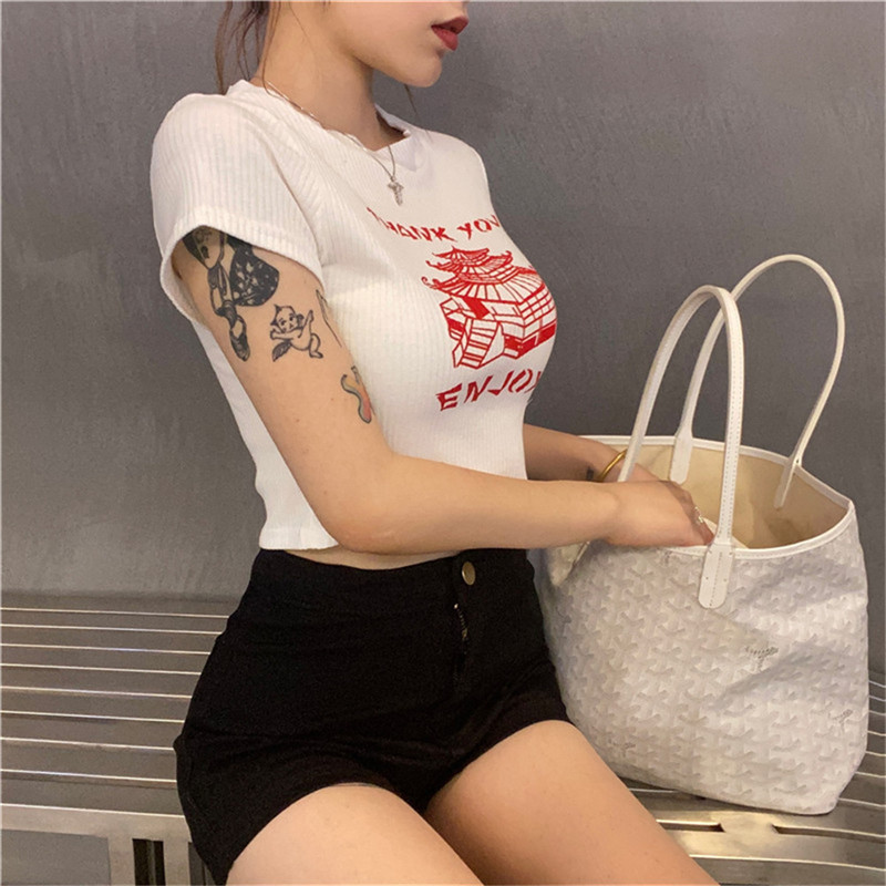 short-sleeved letter print short t-shirt NSMEI50876