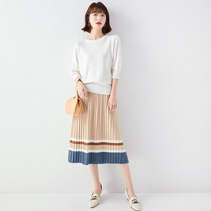 Korean high waist A-line knitted skirt