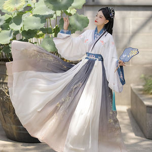 Hanfu dressfemale adult ancient country super fairy elegant Jin heavy industry embroidery cross collar waist Ru skirt
