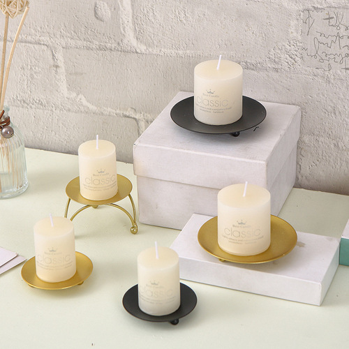 Amazon gold black American candle holder candle saucer small candlestick iron tray seat round metal wedding props