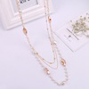 Long fashionable necklace, multilayer crystal from pearl, universal accessories, pendant, maxi length, South Korea