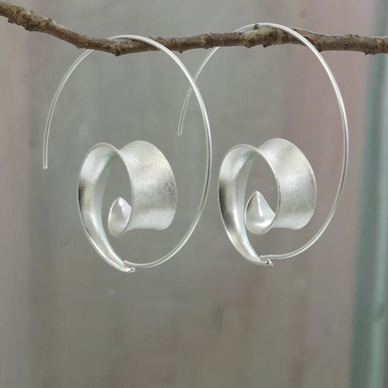Leaves Inspired Spiral Earrings