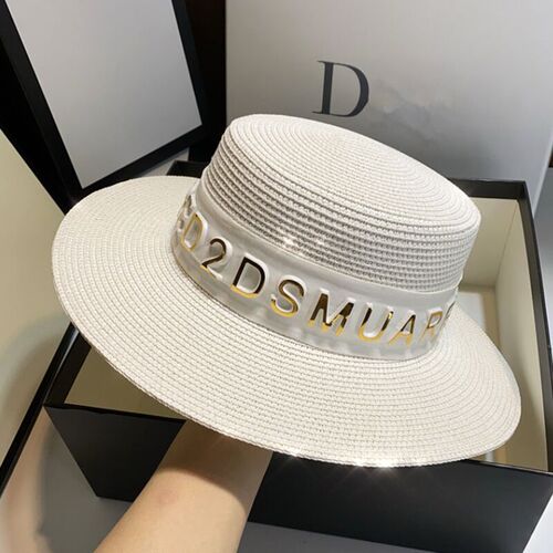  Spring New Solid Color Grass Hat, Fashion Korean Style, Versatile Sunshade and Sun Protection Gift Hat, Beach and Sand Hat