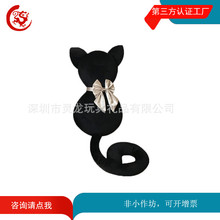 厂家来图定制蝴蝶结黑猫毛绒玩具 黑色猫咪抱枕 车用沙发靠枕
