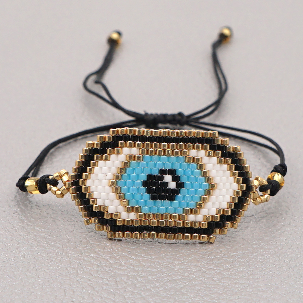 Fashion Ethnic Style Antique Rice Beads Hand-woven Demon Eye Bracelet For Women display picture 13