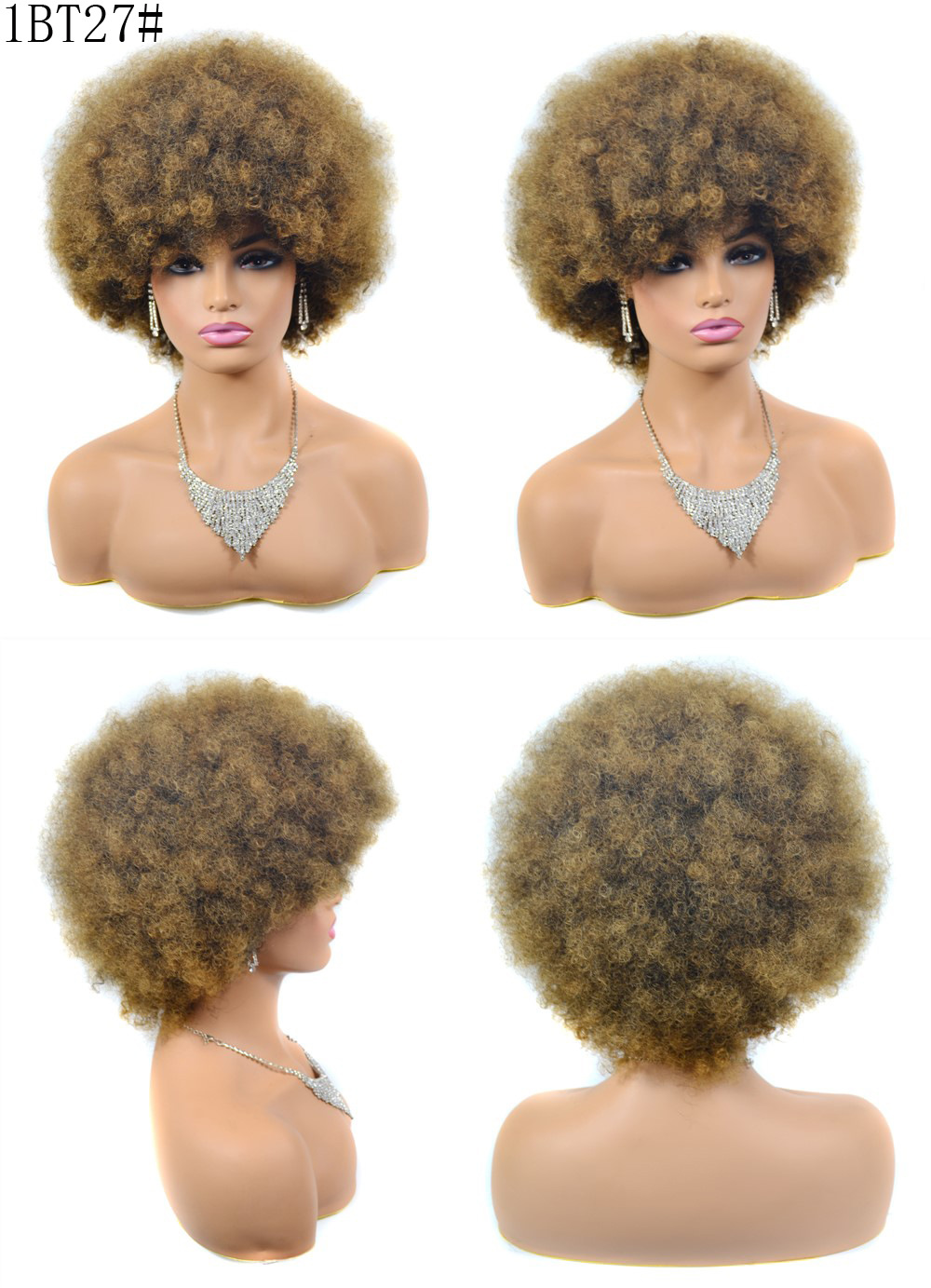 Synthetic wig Explosive microwave curly hair fluffy short wig headband_voghion.com