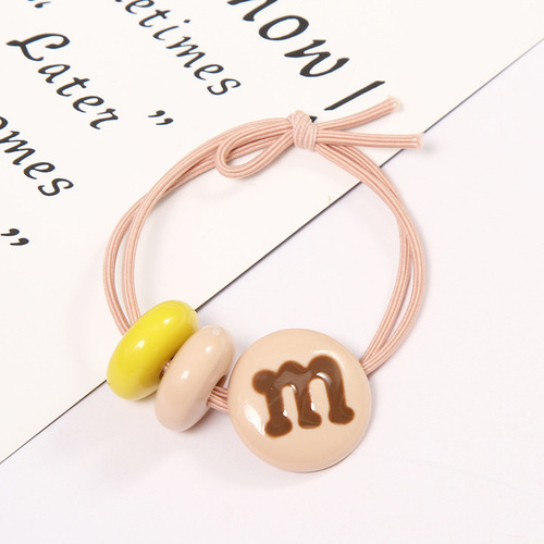 Creative M-bean candy-colored ponytail rubber band hair tie hair band headband leather case hair accessories women's street stall supply