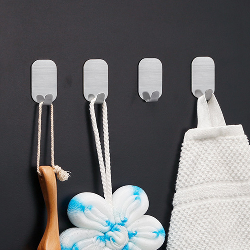 TOILET Shower Room No trace Stainless steel Hooks wholesale Metal Punch holes Strength Viscose kitchen Sticking hook