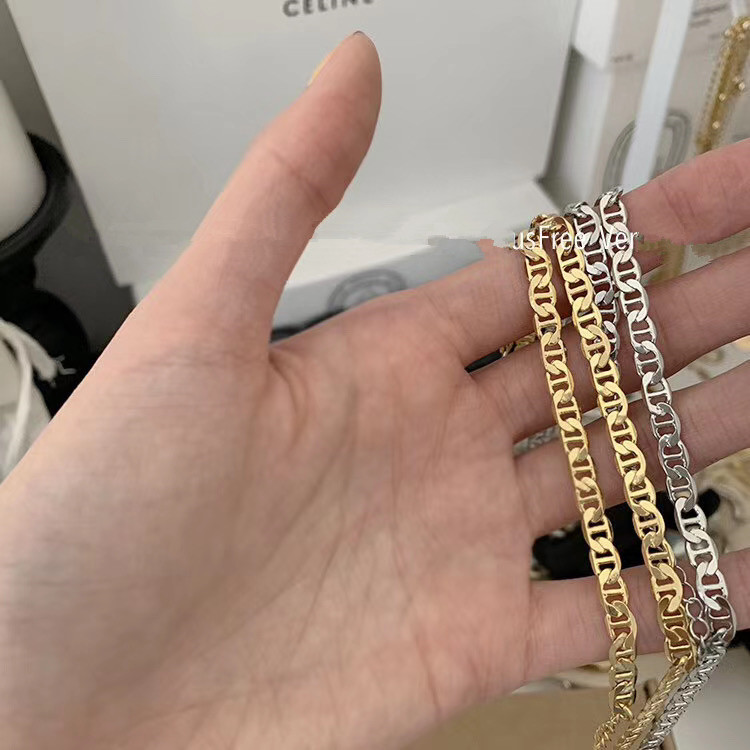 Koreau0027s new surface brass wide version chain necklace wild clavicle chain choker