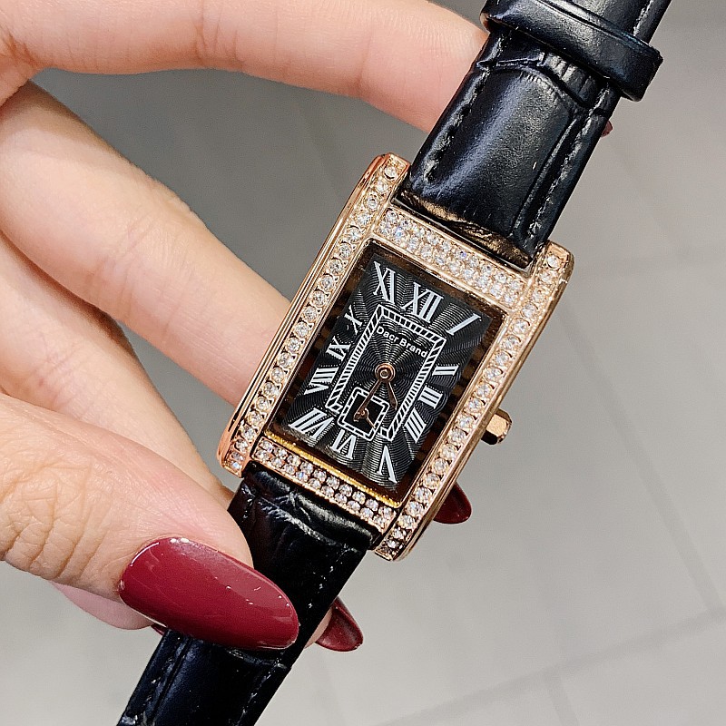 DACR新款长方形罗马刻度皮带女士时尚皮带轻奢个性镶钻韩版手表女|ms