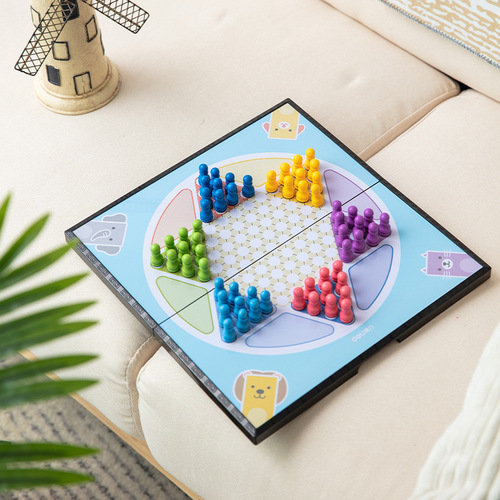 Deli 6755 magnet checkers magnet folding chess board flying chess children's checkers wooden game chess