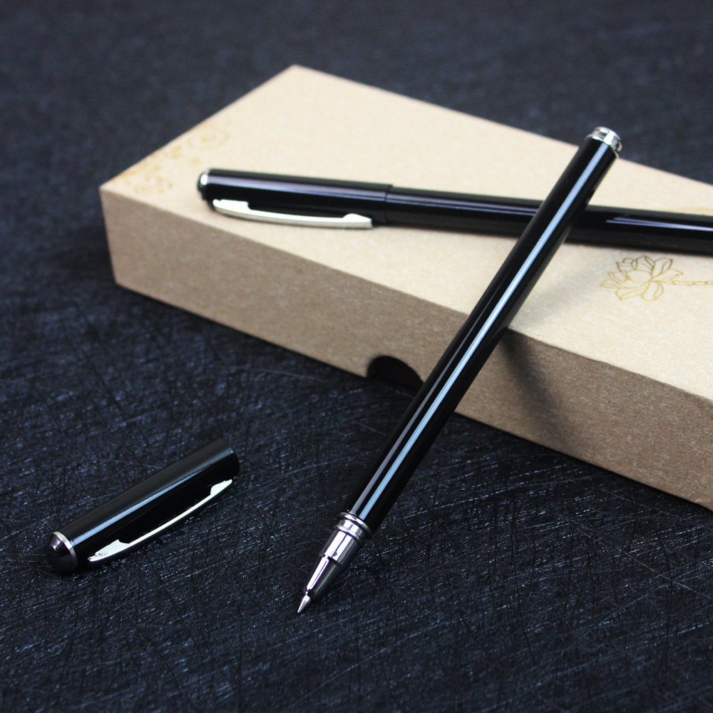 Металлическая ручка для подписания договоров, ручка-роллер, подарочная ручка, подарочная коробка, (в наличии на складе), тонкий стержень, с печатью вашего логотипа