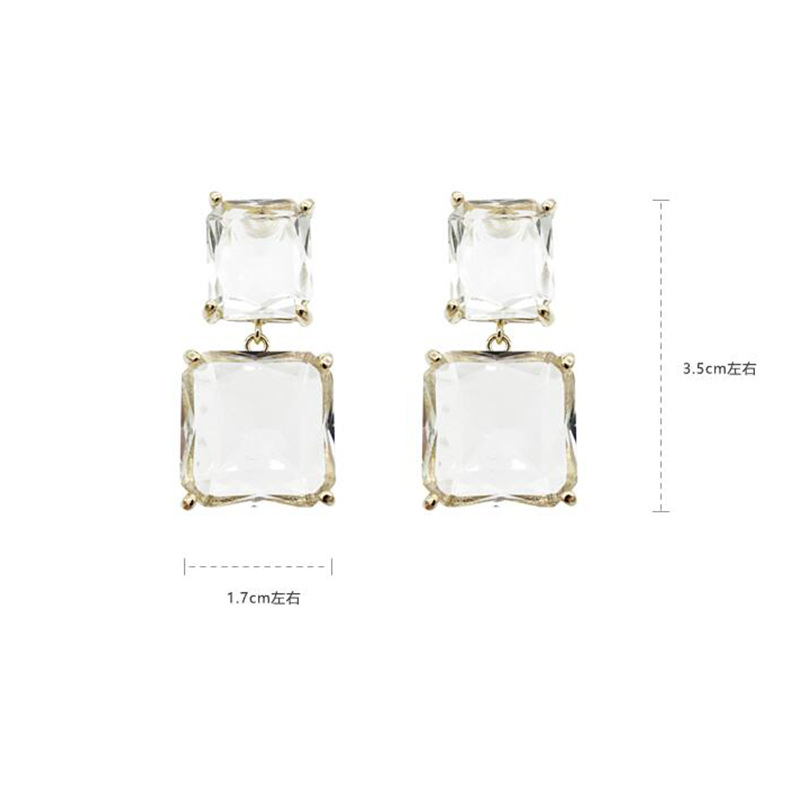 2021 New Summer Boucles D'oreilles Simple Froid Style 2020 New Trendy Strass Ice Cube Personnalisé Gouttes Pour Les Oreilles Boucles D'oreilles Pour Les Femmes display picture 5