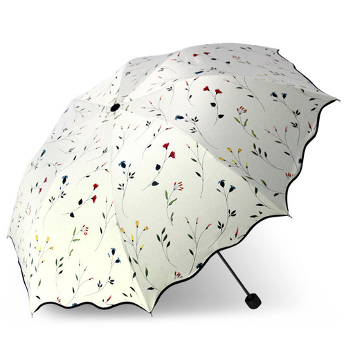 Foldable Women's Dual-Use Sun Umbrella: Large-Sized, 3-Fold, UV-Protective Black-Coated Design—Perfect for Sunny Days or Light Rain, Ideal for Two People