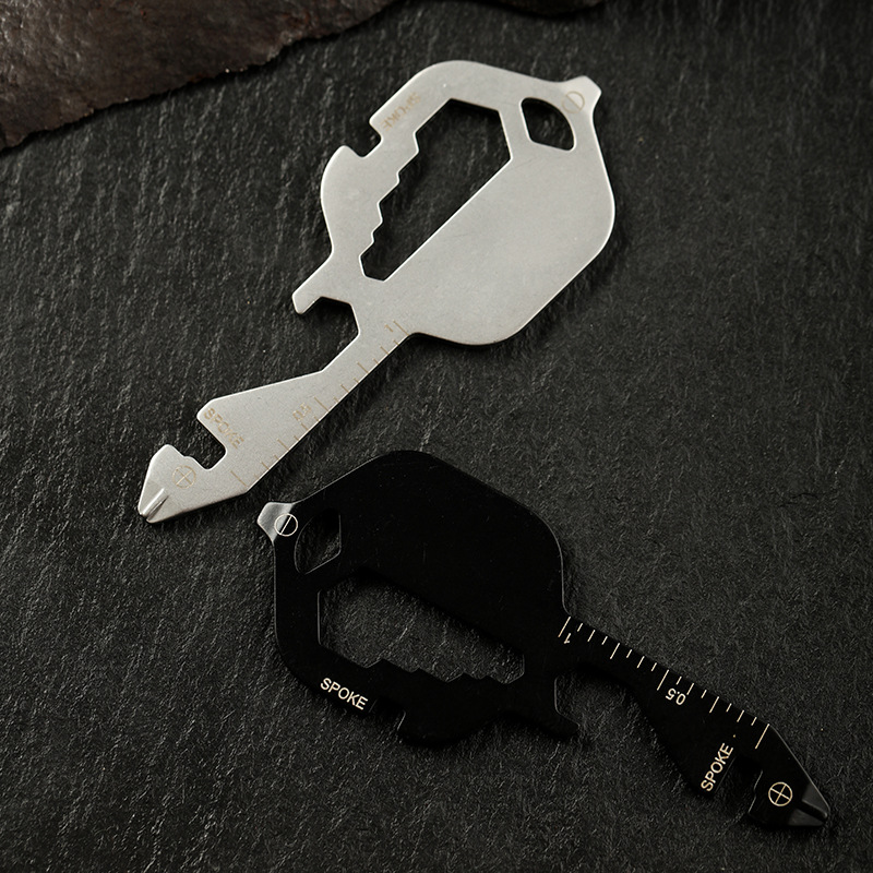 厂家现货不锈钢13功能钥匙精冲工具卡户外便携多用自行车辐条扳手
