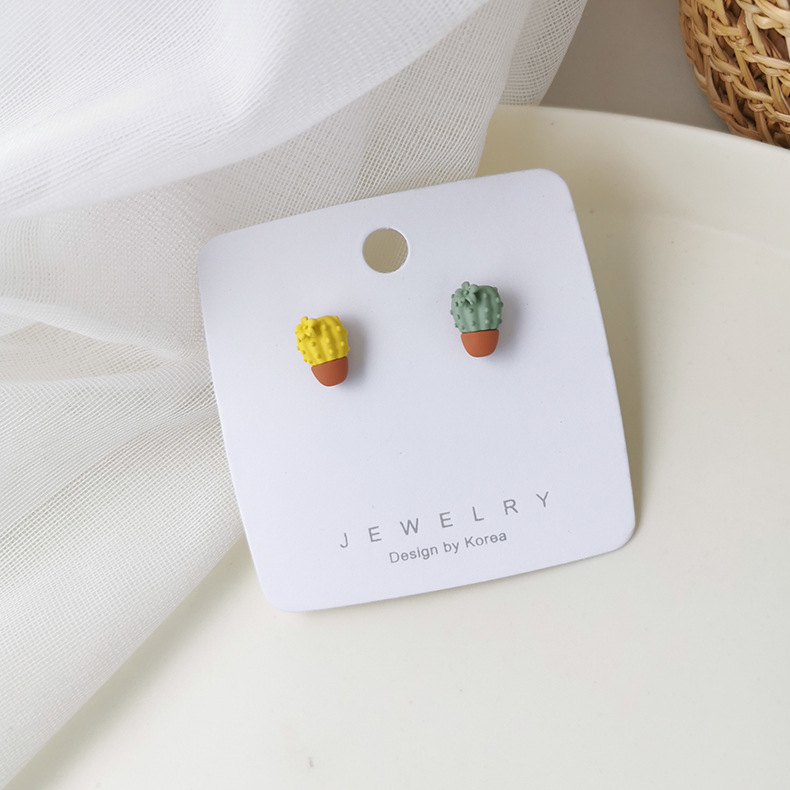 Summer Fashion Fruit Earrings Asymmetric Mini Cactus Mangosteen Watermelon Earrings Wholesale Nihaojewelry display picture 13