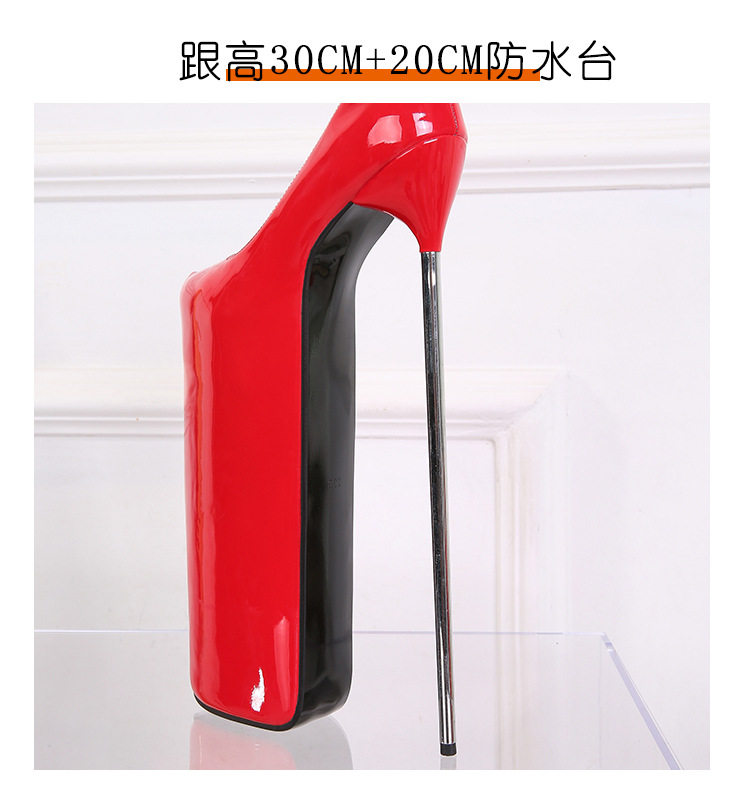 Giày cao gót nữ gót nhọn siêu cao trên 8 cm mũi tròn — Màu đen, Màu đỏ, Đỏ đào chi tiết 8