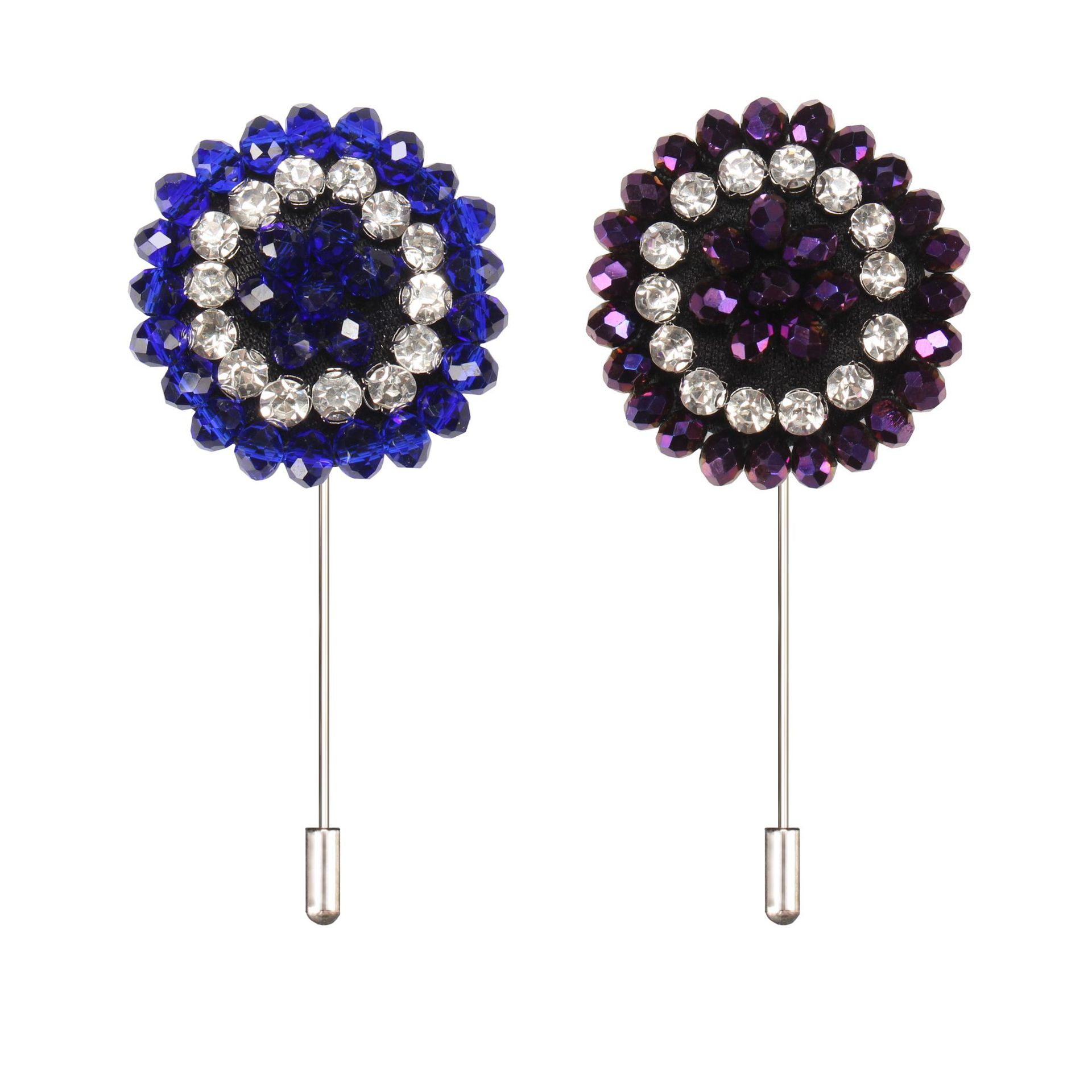 Pure hand-sewn beads classic European and American men's and women's temperament brooch pin suit collar flower button pin clothing accessories