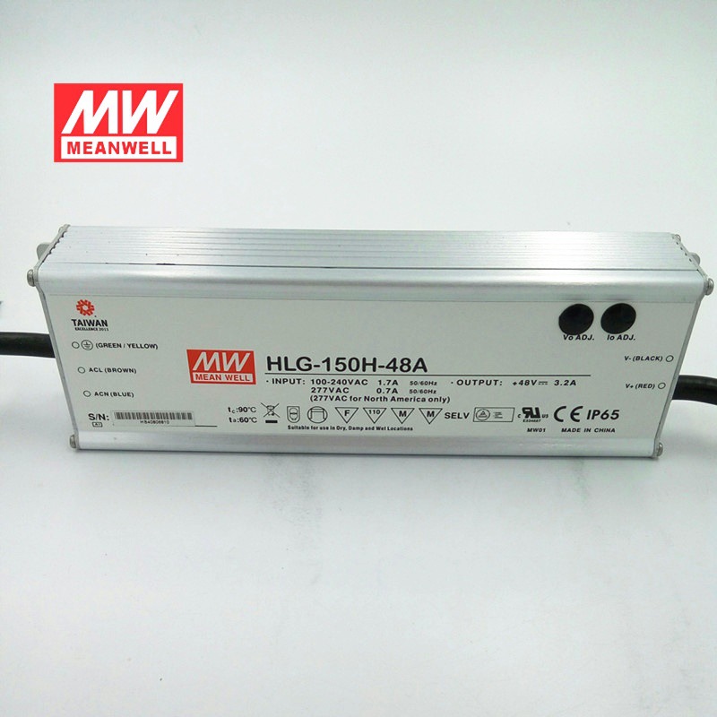 厂家授权 台湾明纬防水恒流LED电源HLG-150H-48A 150W 48V3.2A