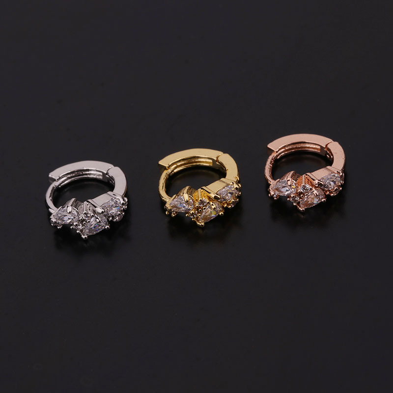 New  Creative Snake-shaped Round Ear Bone Buckle Micro-inlaid Zircon Earrings display picture 6