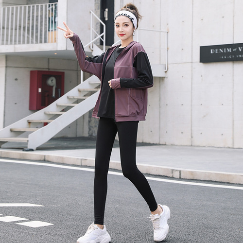 Women's Plus Size Autumn/Winter Yoga Set Loose Breathable Comfortable 5-Piece Set Exercise Running Fitness Clothes