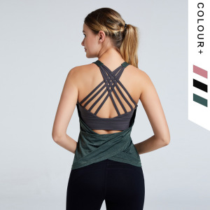 Yoga tops for women yoga Vest sportswear fake two piece loose running sleeveless quick dry fitness clothes