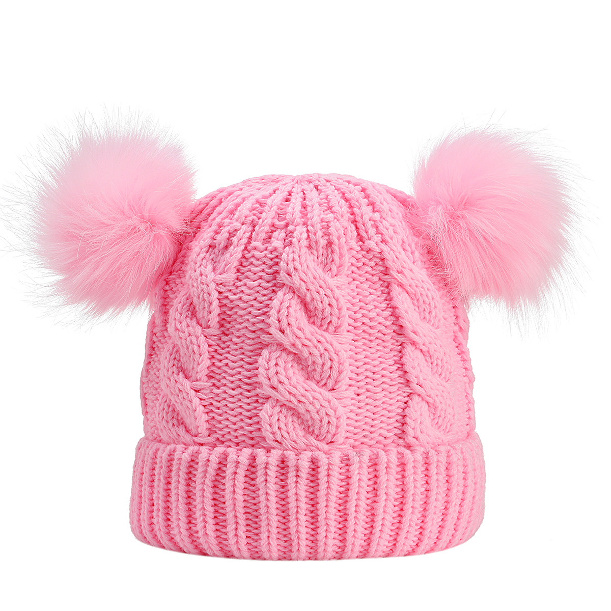 Pom Poms Design Fashion Style Children Unisex Fashion Solid Color Pom Poms Wool Cap