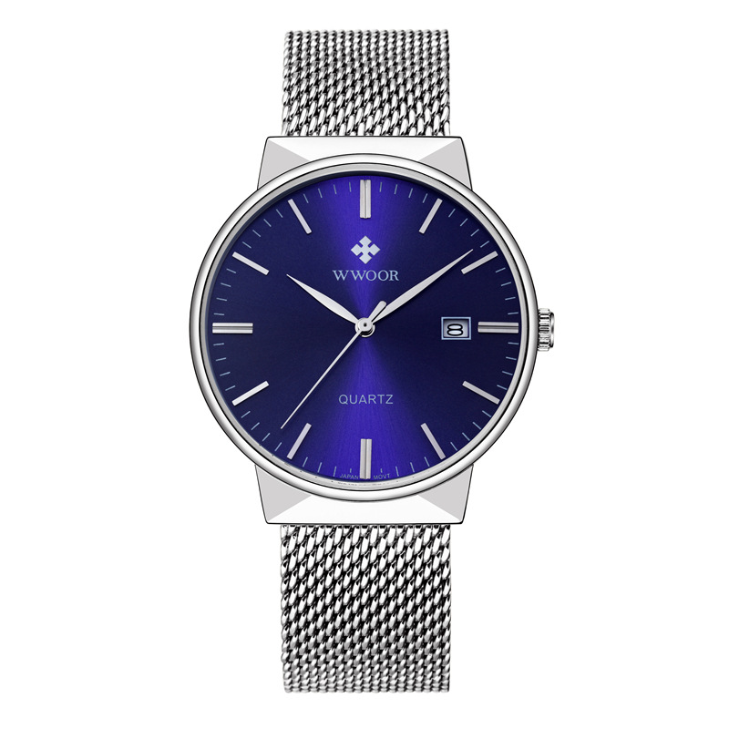 WWOOR Holding Love nuevo reloj de cuarzo de malla de negocios para hombres calendario impermeable reloj redondo cabeza casual Bowl Watch 8826W