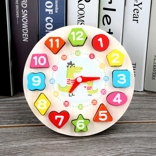 Wooden early education infant beaded clock watch small bead shape cognitive grasping board combination set educational toys