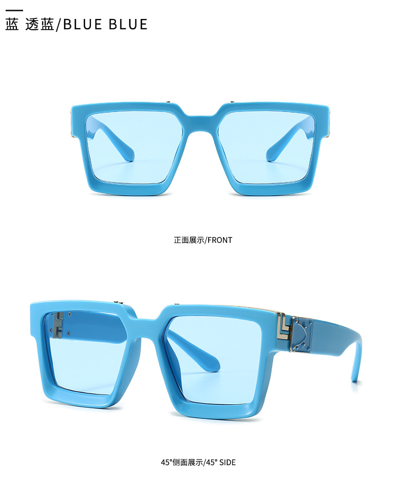 European And American Geometric Solid Color Large Model Square Sunglasses display picture 4