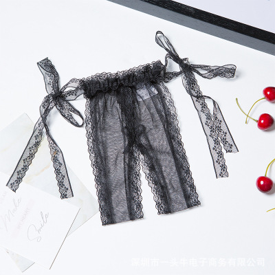 加大码蕾丝绑带情趣内裤侧面系带性感透明胖mm低腰开裆内裤|ms