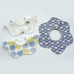 ins Korean version new 360 rotatable baby bib cotton baby saliva towel waterproof all-match saliva bib