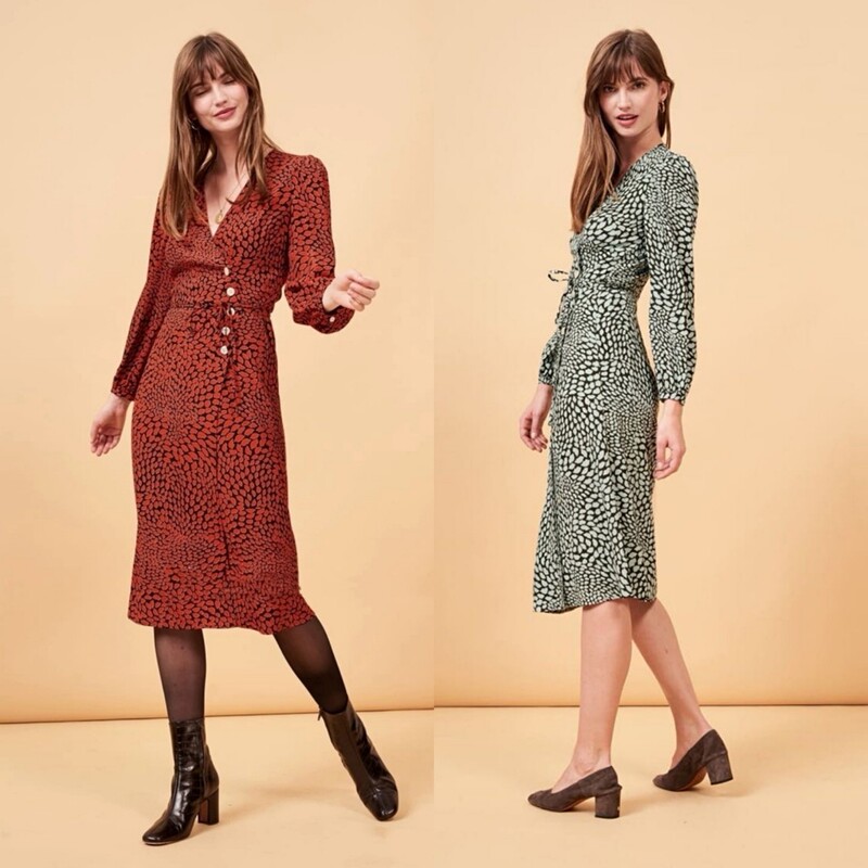 Lip print, plum blossom long sleeve wrap skirt Paris romantic print one-piece tea break skirt wrap dress Lip print, plum blossom long sleeve wrap skirt Paris romantic print one-piece tea break skirt wrap dress