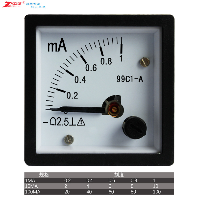 仪表励磁指针直流毫安电流表 99C1、SQ-48-A 0-1mA 10mA100mA