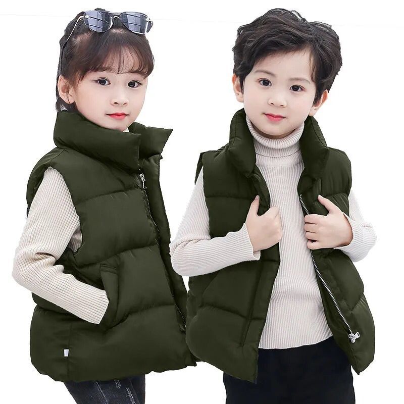 2020 Otoño e Invierno nuevos niños abajo Chaleco de algodón moda grandes, medianos y pequeños niños y niñas cremallera chaleco abrigo de pan