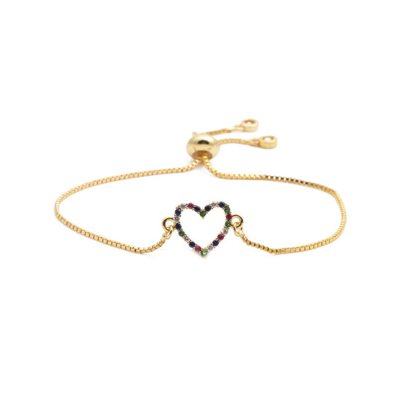 copper micro-inlaid color zircon love bracelet