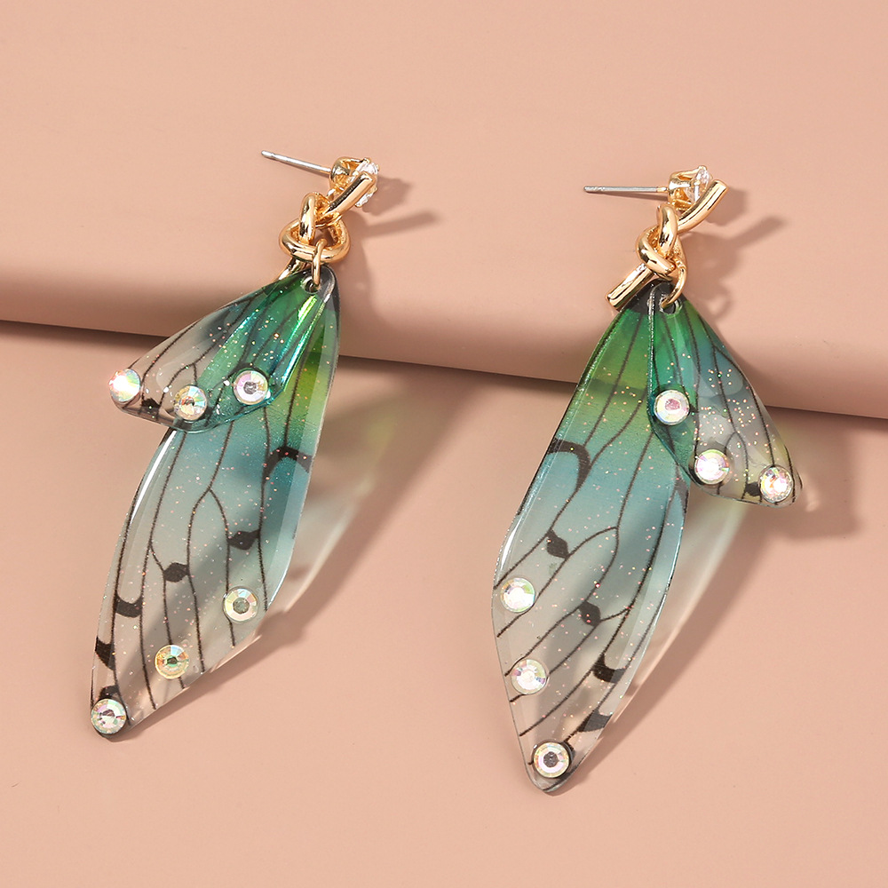 Boucles D&#39;oreilles Papillon Diamant Simple display picture 4