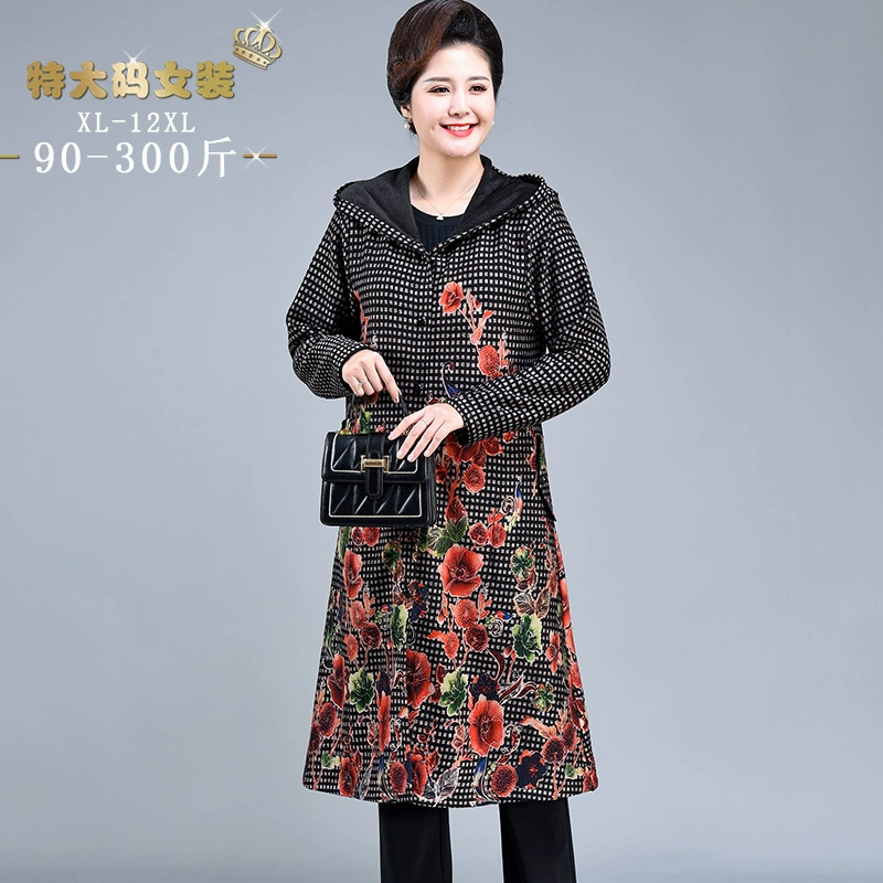 00408 осеннее длинное бархатное пальто на флисовой подкладке среднего возраста, весенне-осеннее пальто для мамы, Новая женская шапка