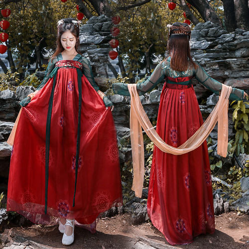 Hanfu women adult traditional ancient country super fairy elegant heavy industry embroidery breast length Ru skirt