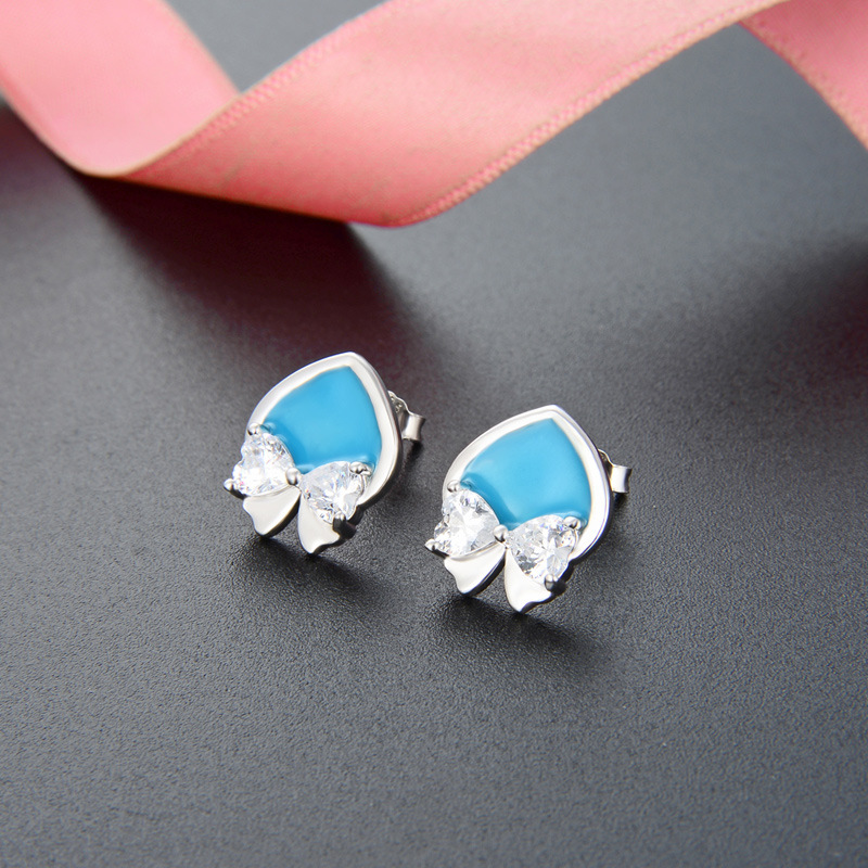 Japonés y coreano s925 pendientes de gota de plata niñas lindo dulce arco pendientes simples pendientes de todo fósforo al por mayor