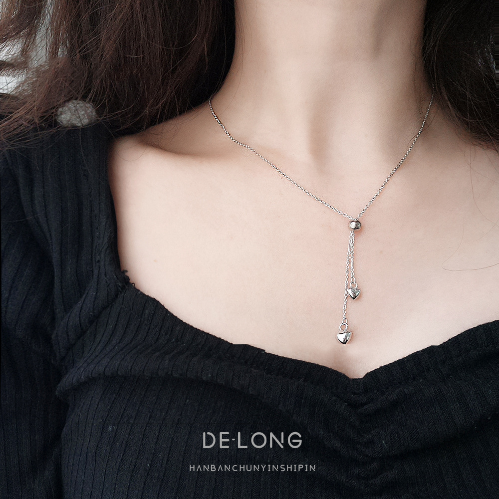 Style Niche Temperament Jewelry S925 Sterling Silver Love Tassel Clavicle Chain Korean Version Of The Net Red Female Necklace