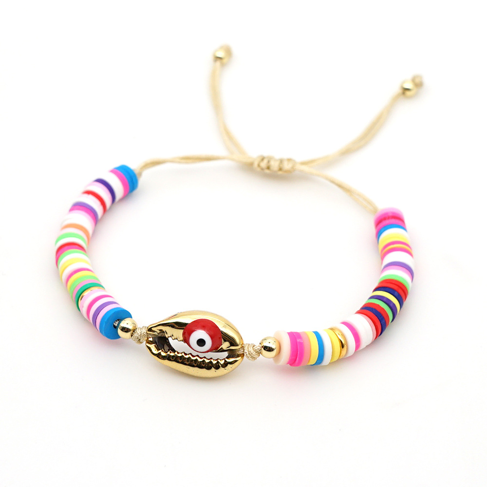 Bracelet Female Simple Bohemian Beach Wind Natural Shell Oil Drop Evil Eye Hand-woven Ceramic Mud Piece Friendship Rope display picture 10