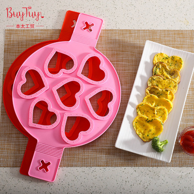 硅胶创意七孔星形煎蛋器不粘diy多孔煎饼带多用7连心煎饼器批发|ru