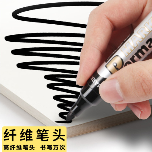 Oil-based marker black waterproof oil-based marker pen large capacity refillable ink rough note good logistics large-head marker pen