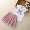 Girls Summer children’s fairy princess skirt short sleeve skirt