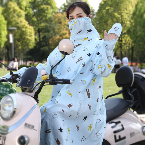 Cycling sun protection clothing for women in summer full-body electric vehicle mid-length shawl anti-UV motorcycle sunshade clothing