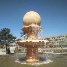 石雕喷泉花钵喷水球摆件酒店庭院鱼池水景大型水钵流水景观雕塑装