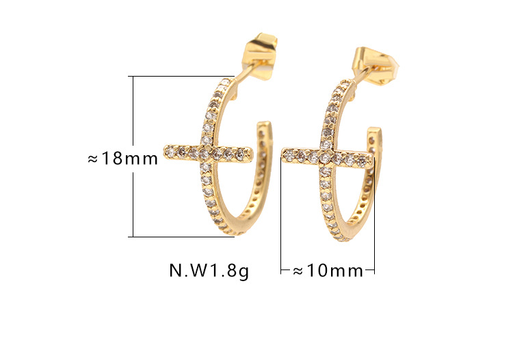 fashion simple goldplated zircon cross earrings wholesalepicture1