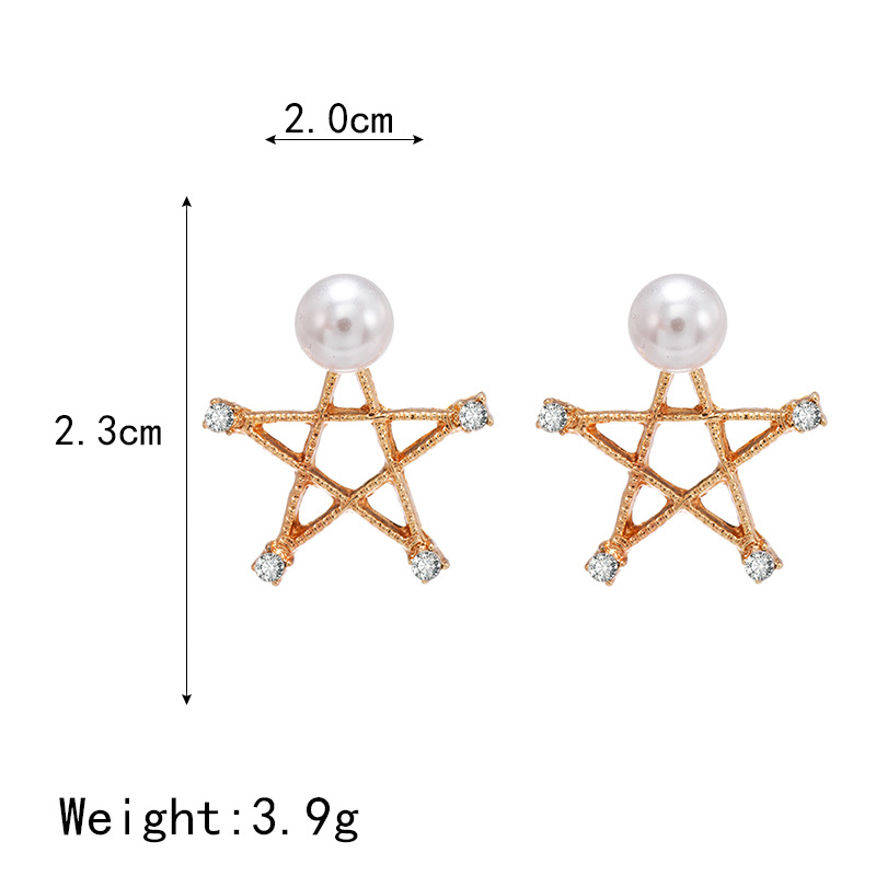 Korean Fashion Pearl Rhinestone Love Star Earrings Wholesale Nihaojewelry display picture 2