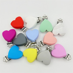 Manufacturer supplies heart-shaped silicone pacifier clip DIY duckbill clip infant pacifier anti-falling chain